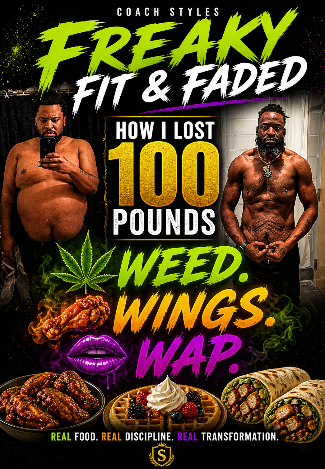 Freaky Fit & Faded: How I Lost 100 Pounds with Weed, Wings, and WAP - book cover by Coach Styles