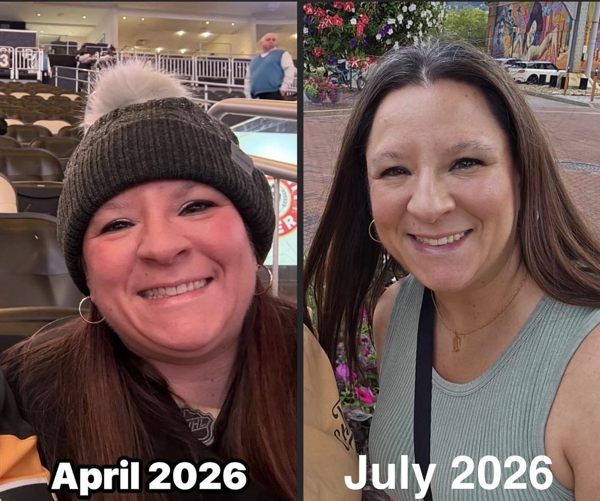 Stephanie progress from April 2026 to July 2026 with Freaky Fit and Faded coaching